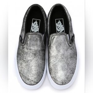 VANS CLASSIC SLIP-ON SHOES SILVER METALLIC WOMEN'S 7.5 MEN'S 6